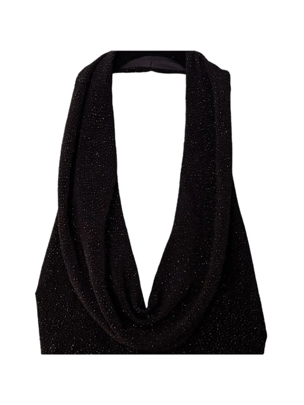 Maxi Halter Dress Women's 10 Black White Sparkly Stretchy Cruella Vintage - Picture 4 of 16